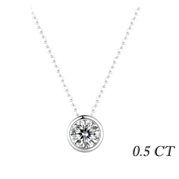 Classic DColor Moissanite0.5cctw Stud Necklace 18KGold Plated 925Sterl Certified - Picture 3 of 12